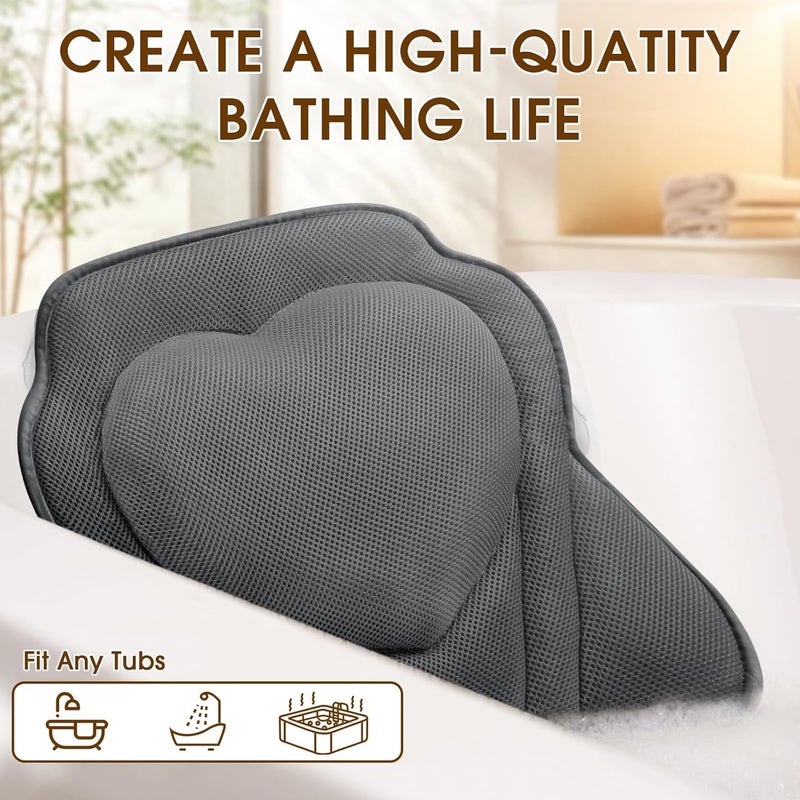 LuxStep Bath Pillow with Breathable Mesh Fabric - Bathtub Pillow for Head, Neck & Shoulder Support- 6 Non-Slip Suction Cups for Secure Fit - Fits Any Bathtub, Bath Accessories Spa Gifts - Image 3